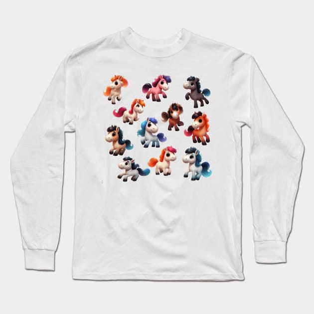 Cute Ponies Long Sleeve T-Shirt by Dmytro